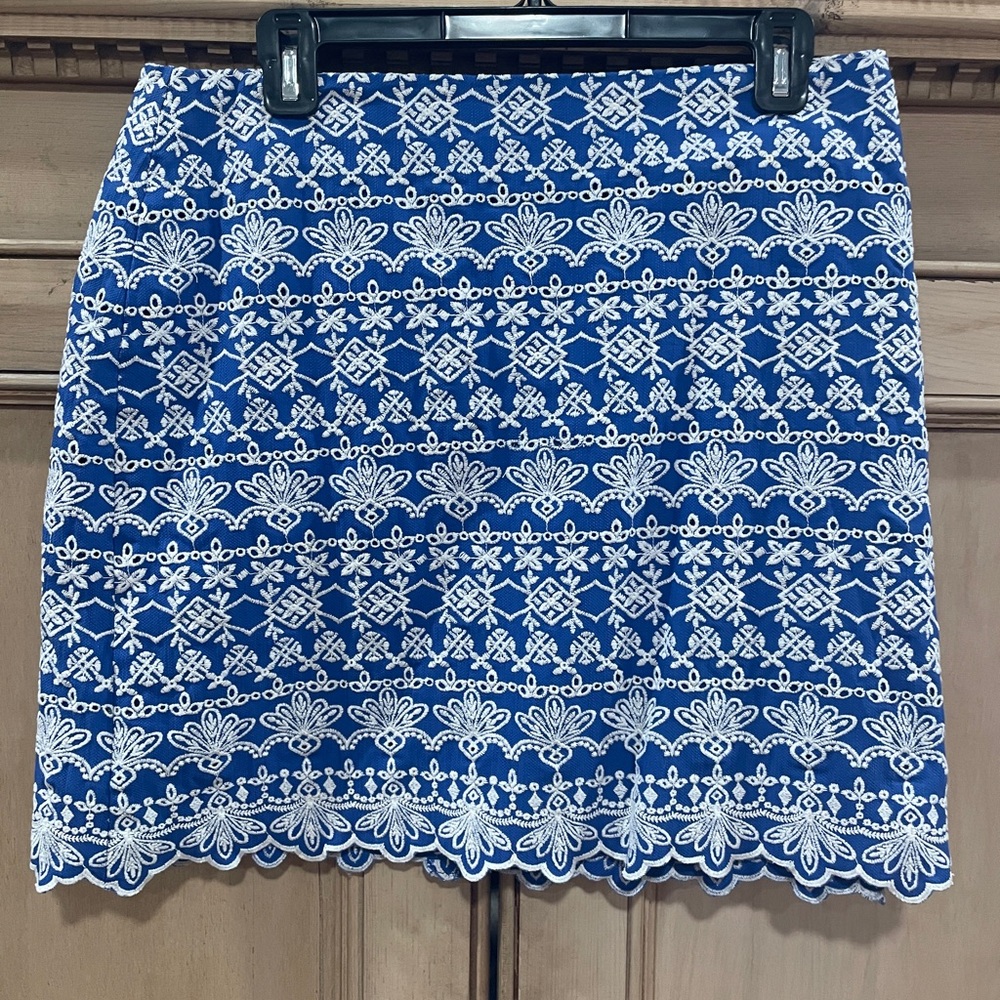 Loft Elegant Blue and White Lace Skirt